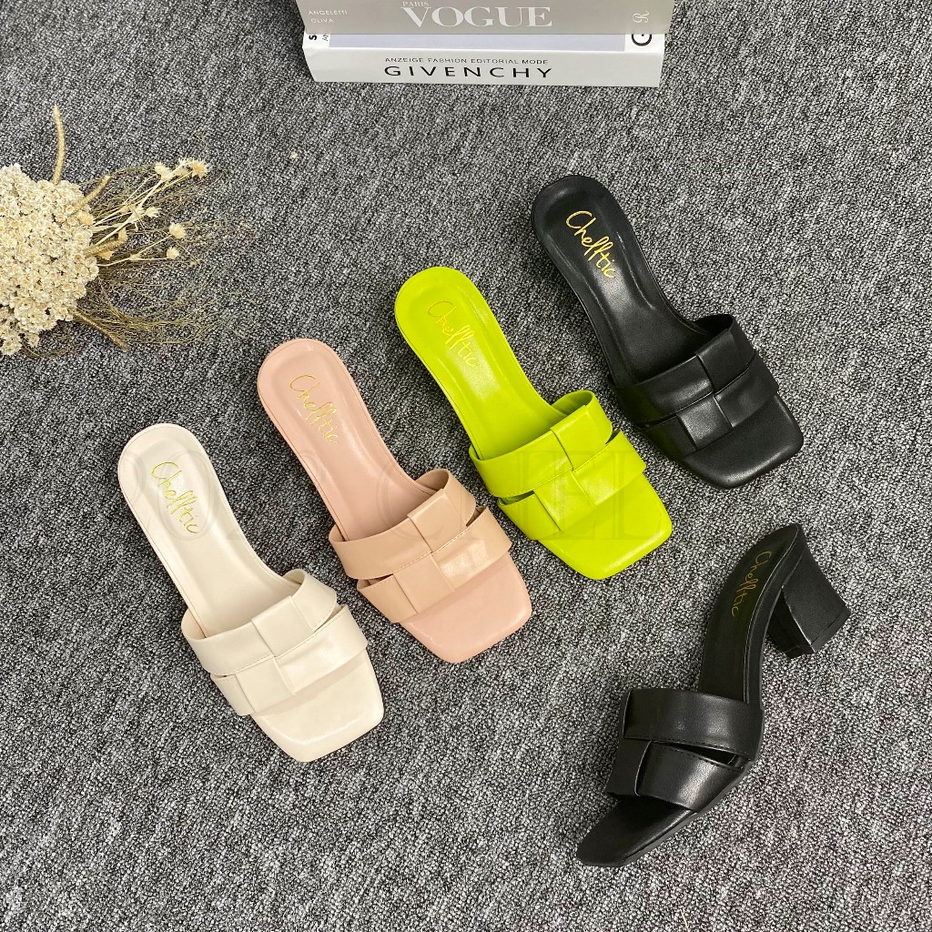 GALAXY Sandal Wanita kekinian|Sendal Heels Hak Tahu 5Cm |Selop Pesta Wanita | Sndal Wisuda Kondangan