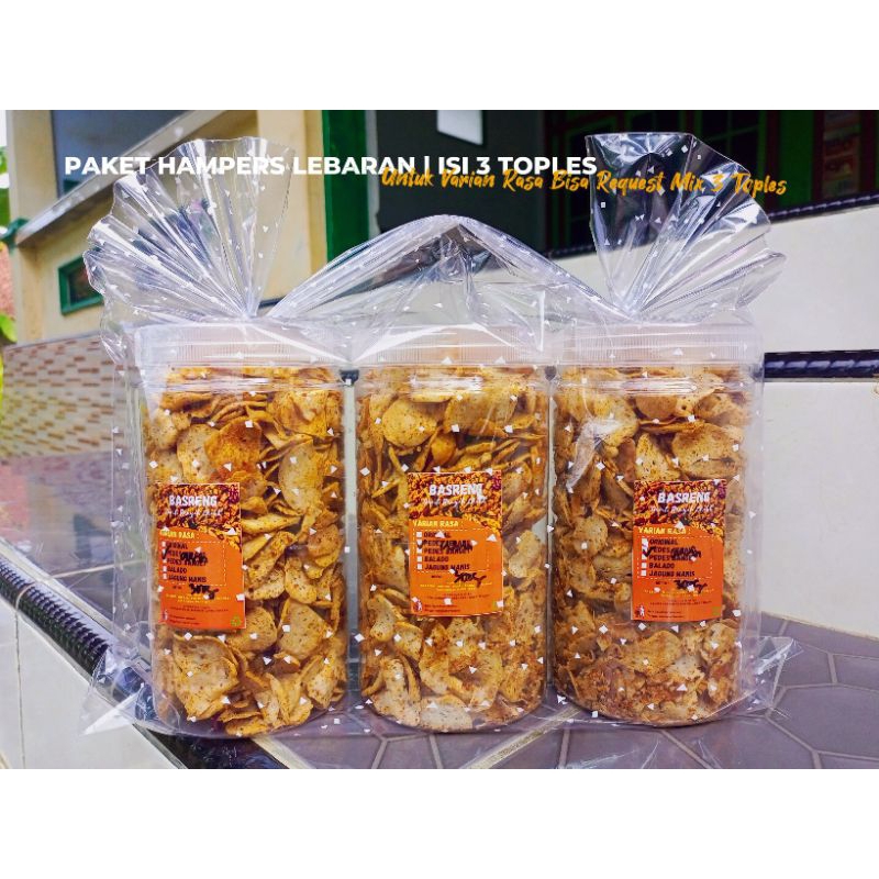 

PAKET HAMPERS BASRENG ISI 3 TOPLES | Kemasan Toples 1000ml | /Toples ±300gram | Gurih Renyah Enak