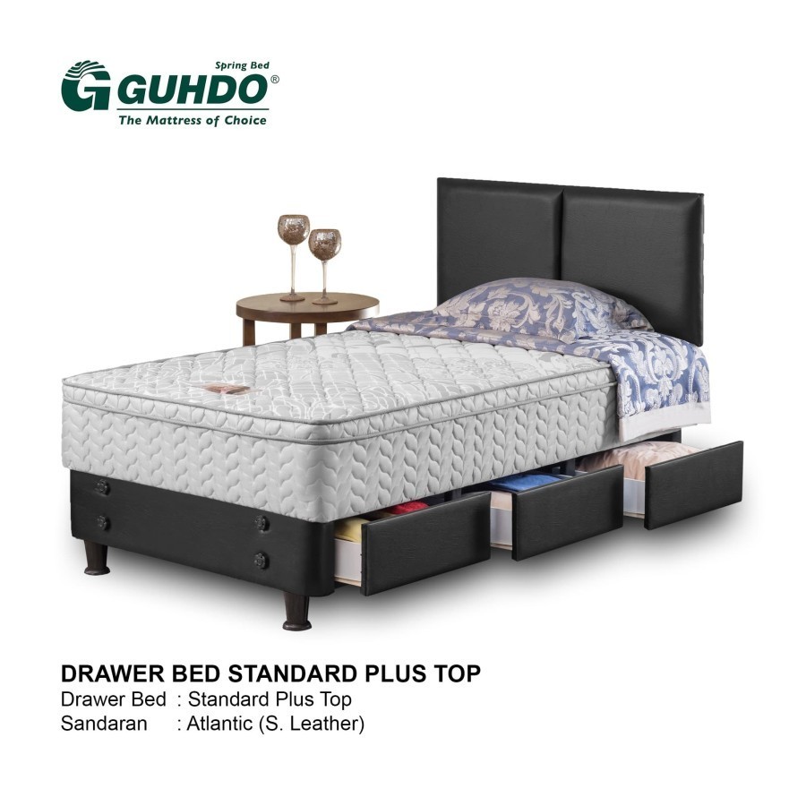 Kasir / Tempat Tidur /Springbed Guhdo Standard Push Top Base Drawer Atlantik (Komplit Set)