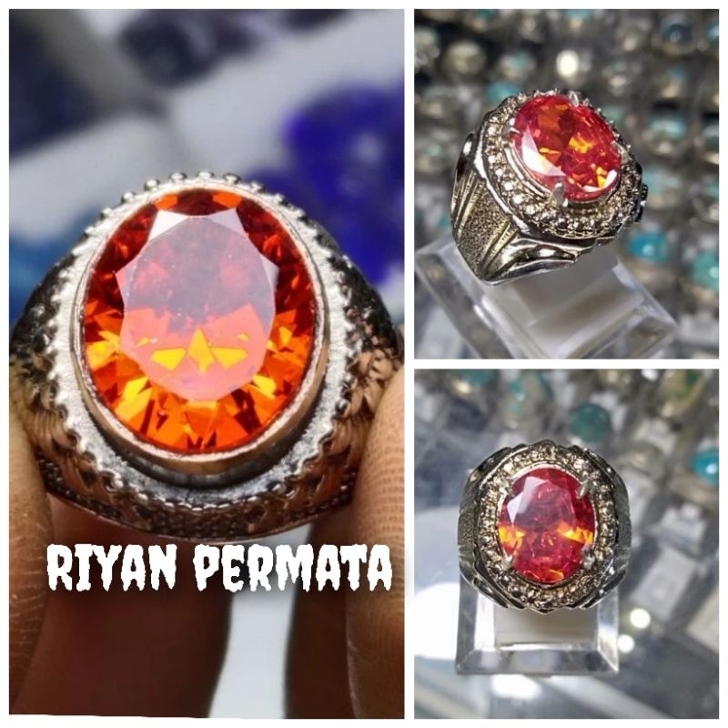 Cincin batu permata safir orange/paparacha