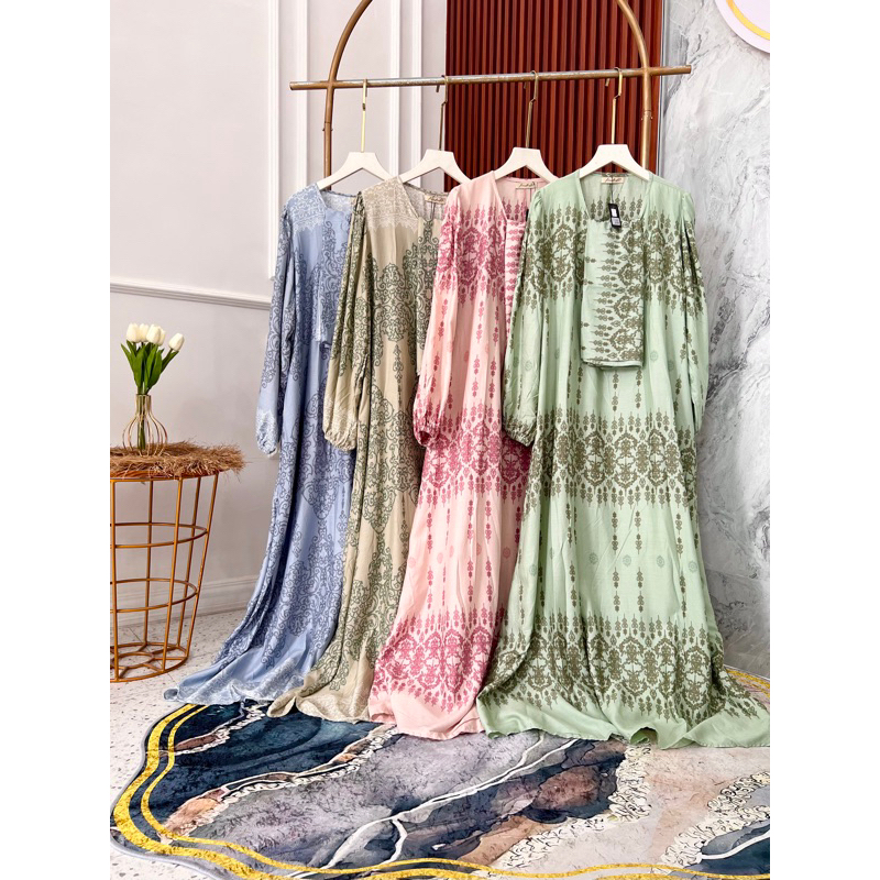 Almira Dress Gamis Set Hijab Rayon PREMIUM