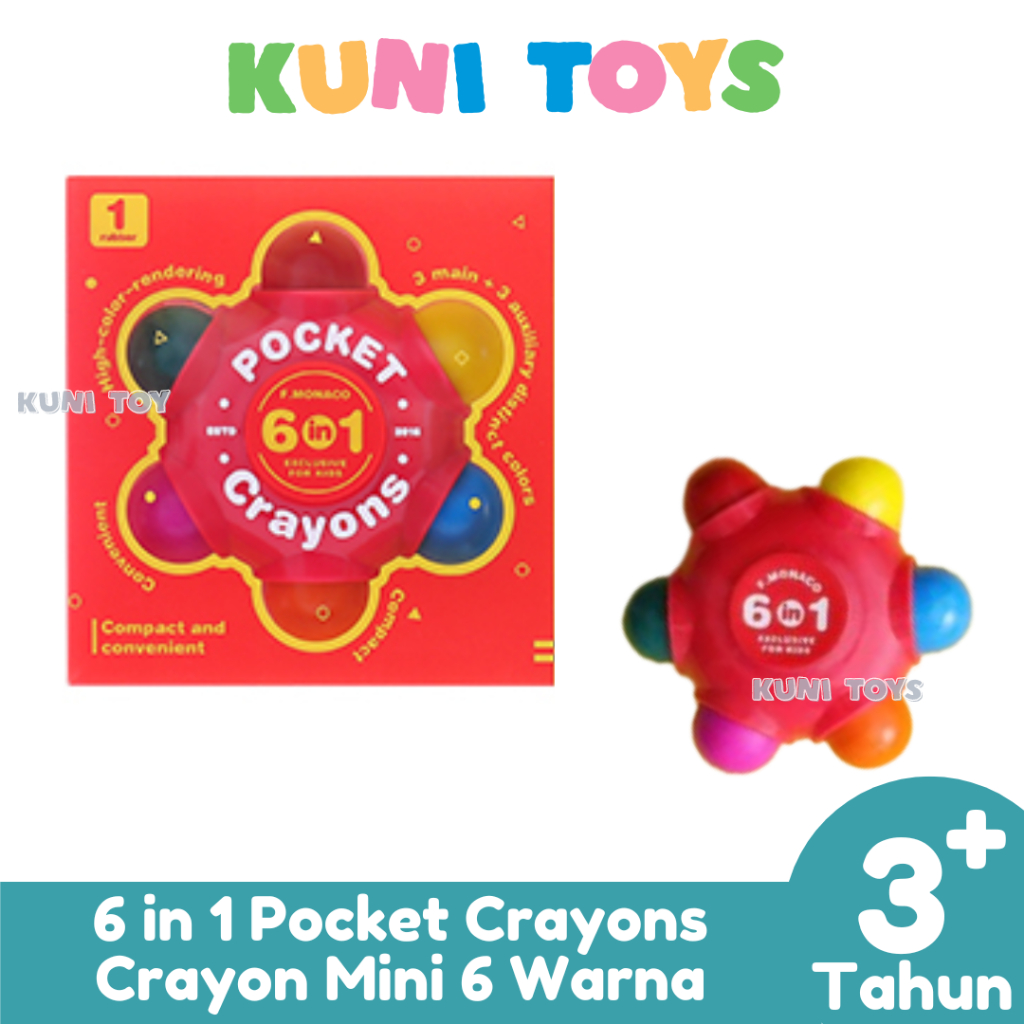

6 in 1 Pocket Crayons Crayon Mini 6 Warna Alat Menggambar Anak