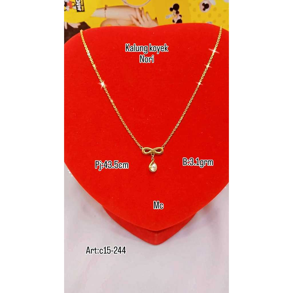 Kalung Emas Asli Motif Nori Tetesan Air Mata Kadar 420 Berat 3.1 Gram