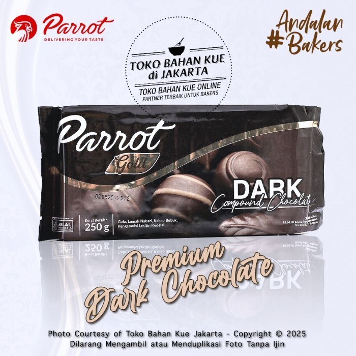 

Coklat Parrot Dark Chocolate Compound PREMIUM 250gr Cokelat Masak