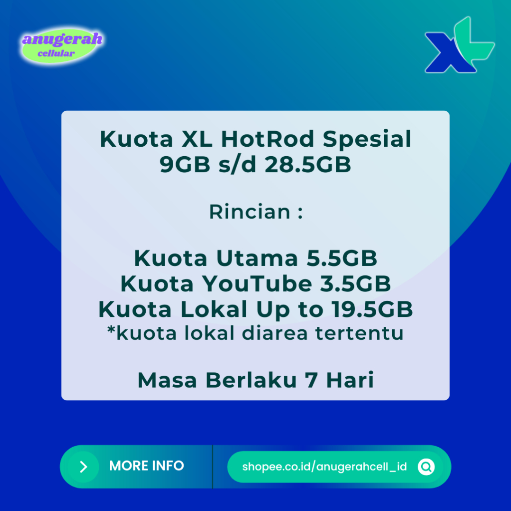 Murah XL HOTROD SPESIAL (XL) 9GB HINGGA 28.5GB••
