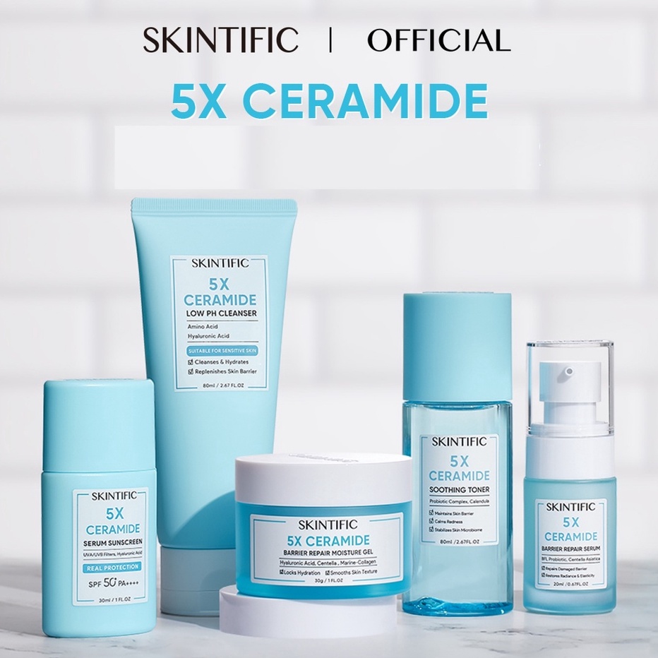 GROSIR SKINTIFIC  5X Ceramide Barrier Moisturize Gel Pelembab Wajah 5X Ceramide Cleanser Sabun Cuci 