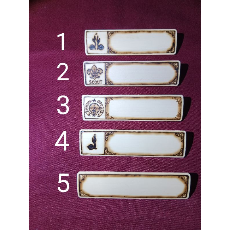 Papan nama/nama dada bambu pin bross ukir nama