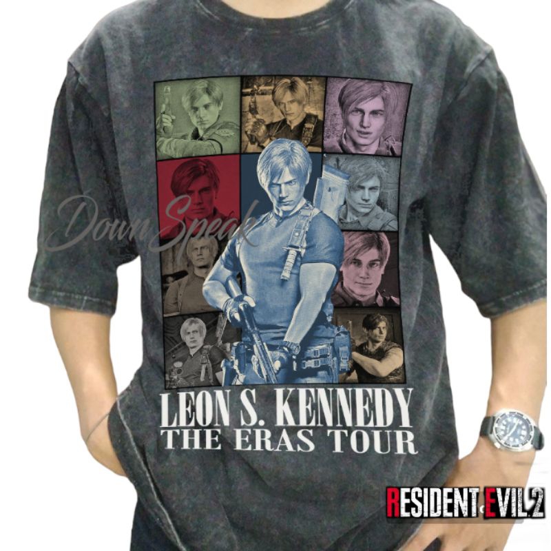 Leon S Kennedy Eras Tour Vintage Wash T-shirt/Kaos Resident Evil Leon Kennedy Vintage Wash Unisex Ov