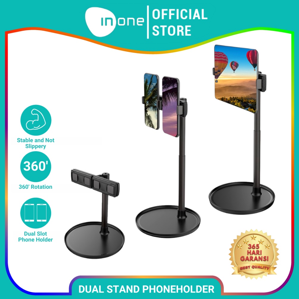 ART B86X INONE Phone Holder Stand Dual Slot Rotasi 36 Derajat untuk Handphone dan Tablet PREMIUM QUA