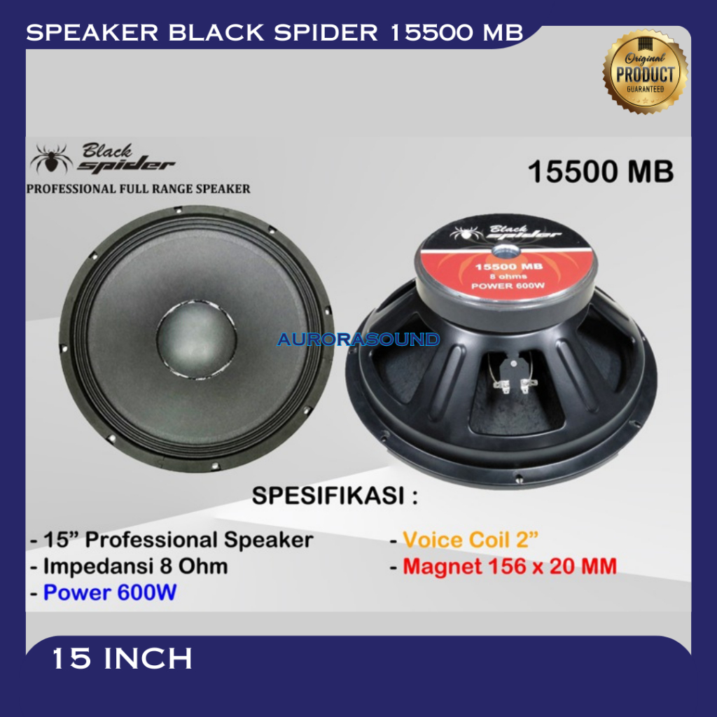SPEAKER BLACK SPIDER 15500 MB 15 INCH ORIGINAL WOOFER BLACKSPIDER 15500MB