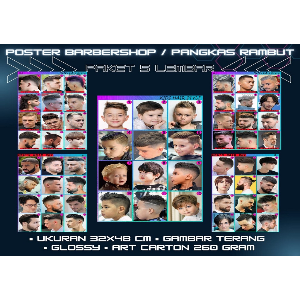 Poster pangkas rambut terbaru / poster barbershop / Poster Rambut Anak Terbaru