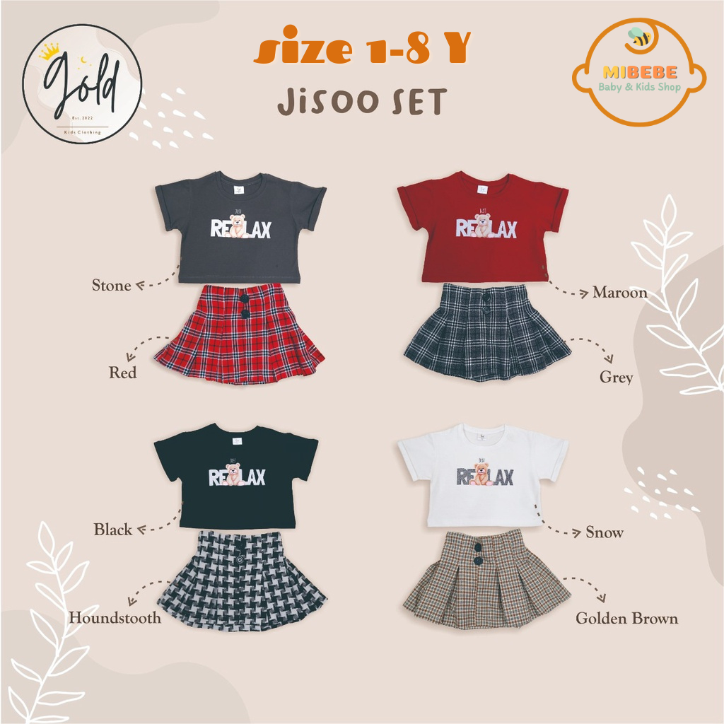 JISOO SET SETELAN BAJU & ROK KOREA ANAK PEREMPUAN FASHION ANAK PEREMPUAN 1-8 TAHUN GK Imlek CNY