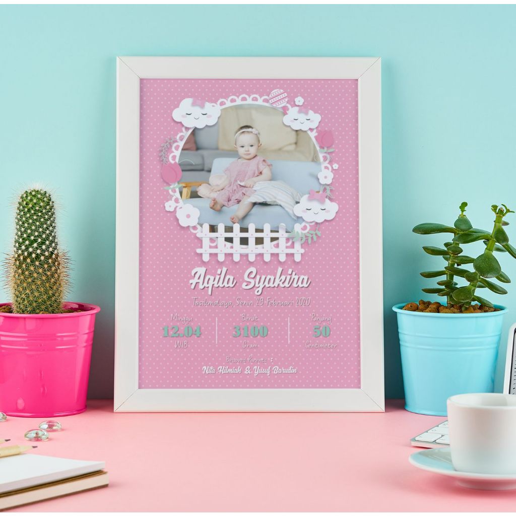 Baby Bio pink Biodata Bayi pink Murah 20x25 10r Dengana Figura Putih Tema Minimalis
