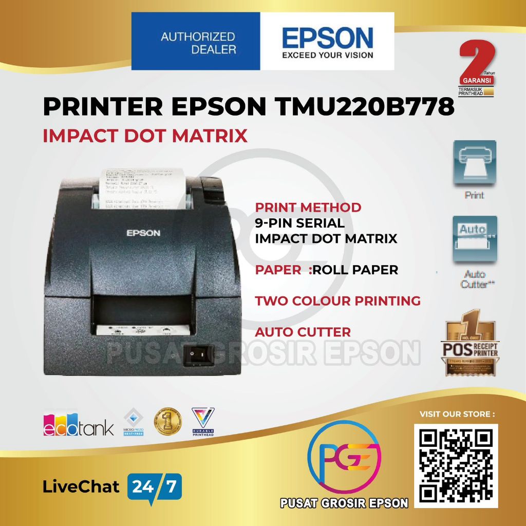 Epson TM-U220B-778 / TM U220 LAN Receipt Printer (Auto Cutter)