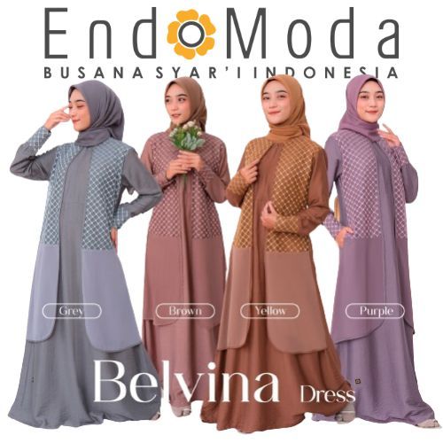 gamis endomoda belvina dress bahan crinkle aiflow mix brokat