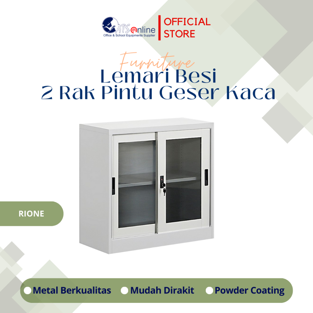 RIONE LEMARI 2 RAK PINTU GESER | LEMARI PIALA 2 RAK AD088