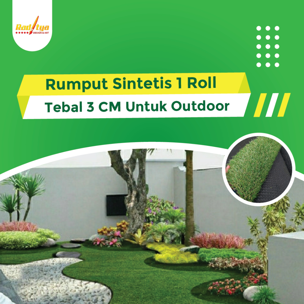 Rumput Sintetis 1 Roll Rumput Sintetis Outdoor Rumput Sintetis Tebal 3Cm