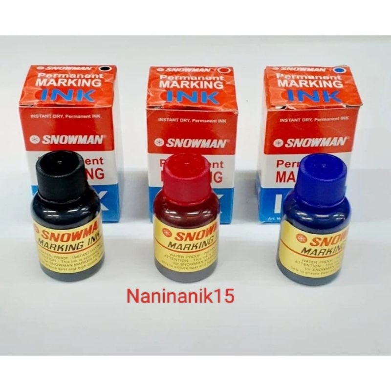 

REFIL TINTA SPIDOL SNOWMAN PERMANEN MARKING INK / ISI ULANG SPIDOL PERMANEN SNOWMAN