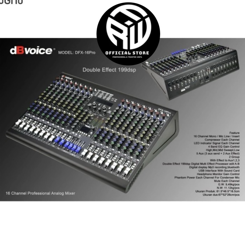 MIXER AUDIO DBVOICE DFX 16 PRO / DFX16PRO / DFX-16PRO (ORIGINAL) 16 channel