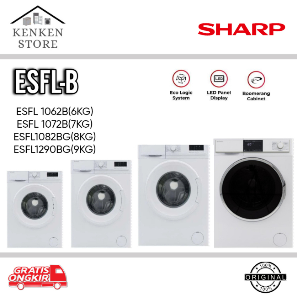 MESIN CUCI SHARP FRONT LOADING  ESFL1062B|ESFL1072B|ESFL1O82BG|ESFL1290BG