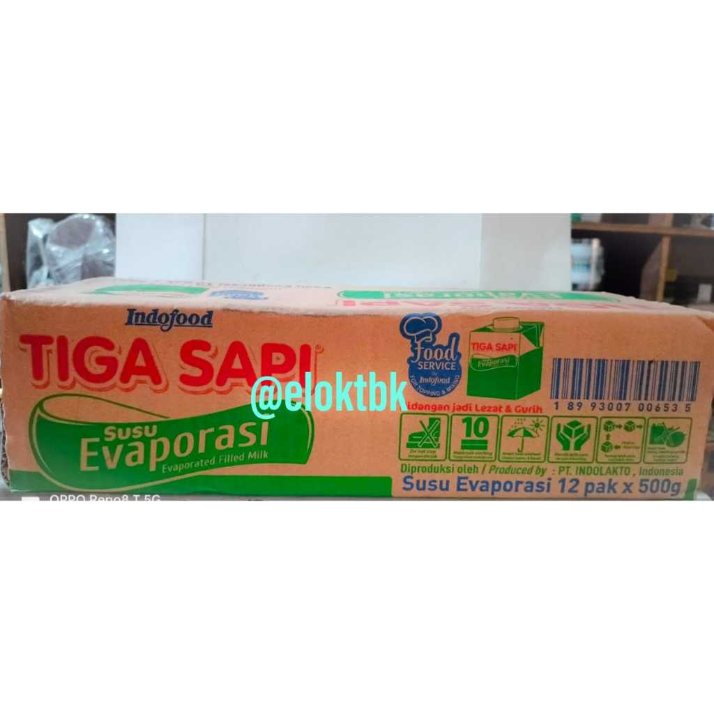 

Tiga Sapi Susu Evaporasi 500gr x 12pcs kemasan DUS / KARTON