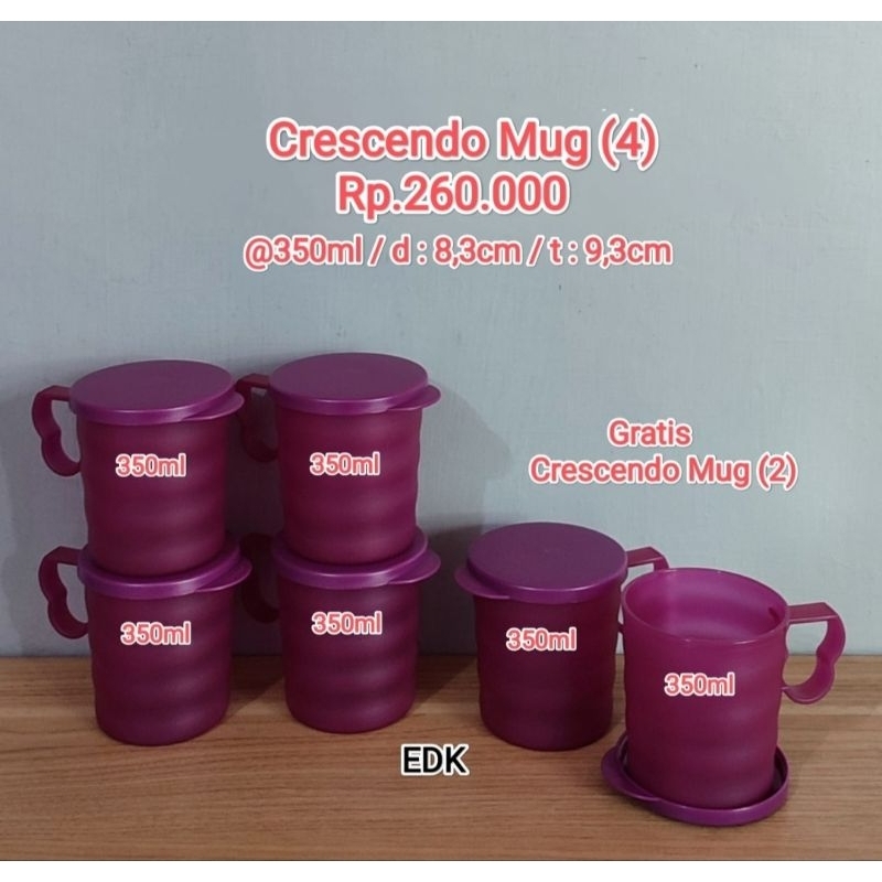 Tupperware  Crescendo mug  6 pc, Gelas bertutup,  gelas Tupperware