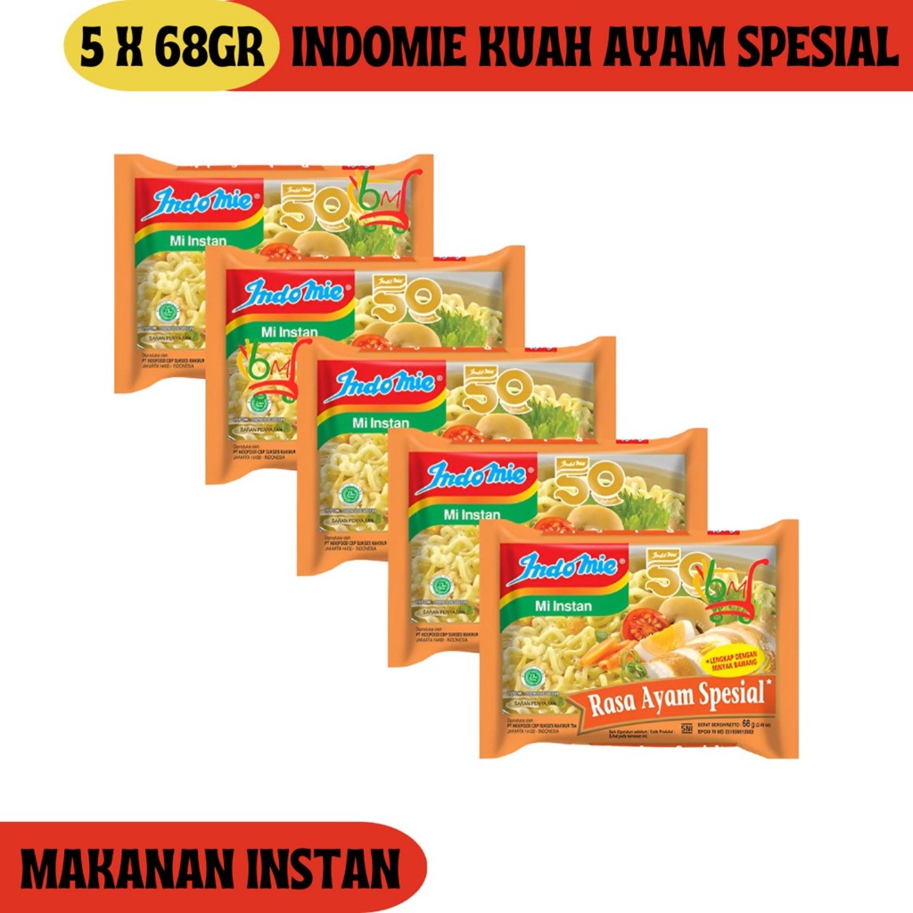

5PCS Indomie Kuah Ayam Spesial Lengkap dengan Minyak Bawang