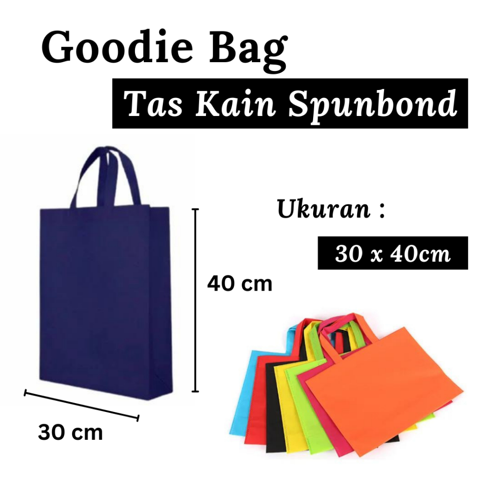 

Spundbond Uk 30x40, Tas Kain, Tas Bahan, Goodie bag - Tas Belanja