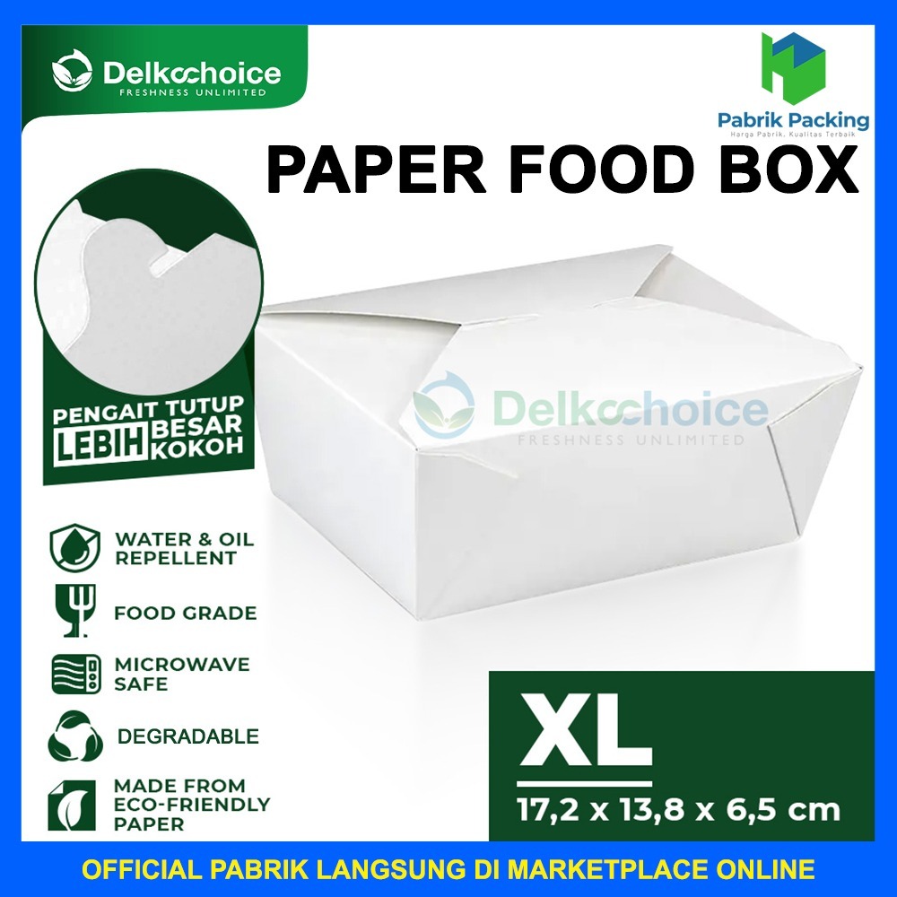 Foodpail Paper Lunch Box Kotak Makanan Rice Box Size XL Box Makanan Satuan Delkochoice