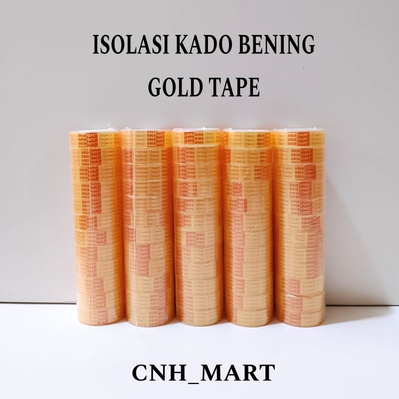 

Isolasi Kado Kecil Bening / Solatif Kado Gold Tape Kecil / Isolasi Kecil Bening (12) Pcs