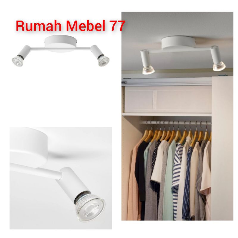KRUSNATE Lampu plafon 2 sorot cafe lamp lampu sorot bahan baja