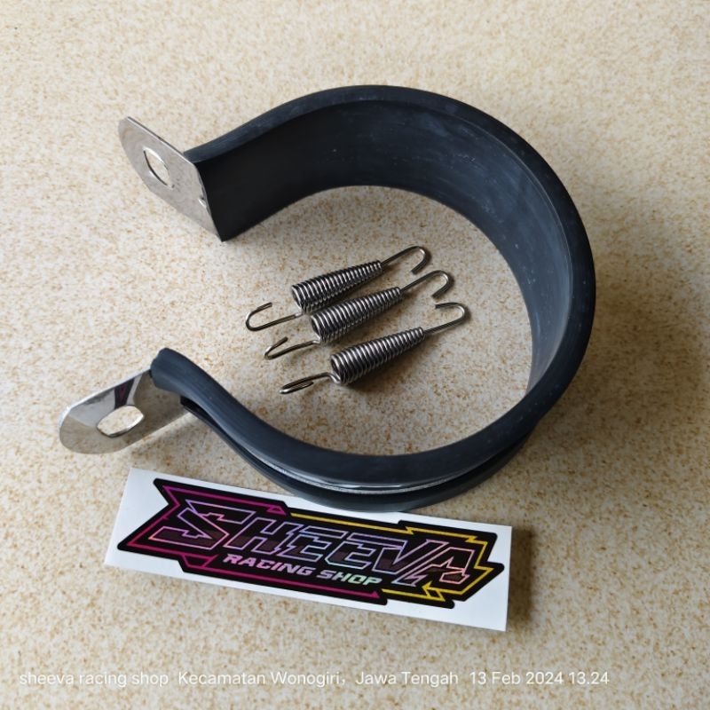 klem breket knalpot lebar 4cm model wrx ukuran 3.5 inchi free 3 per ulir stenlis tebal