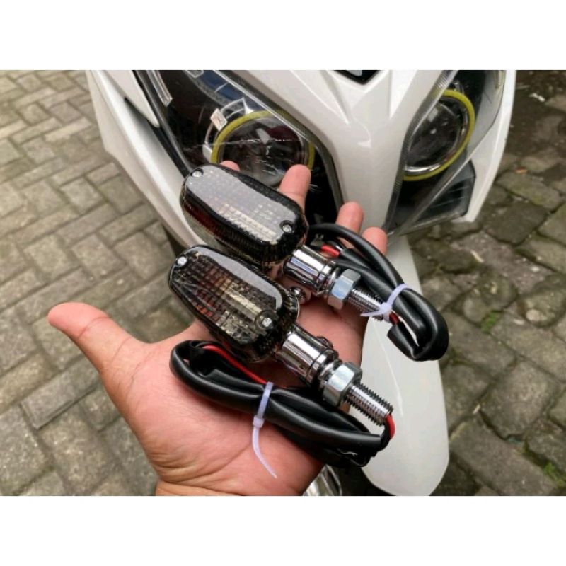 Riting Sein S90 Import Lampu Motor Sein S90 Model Oval Import Mika smoke
