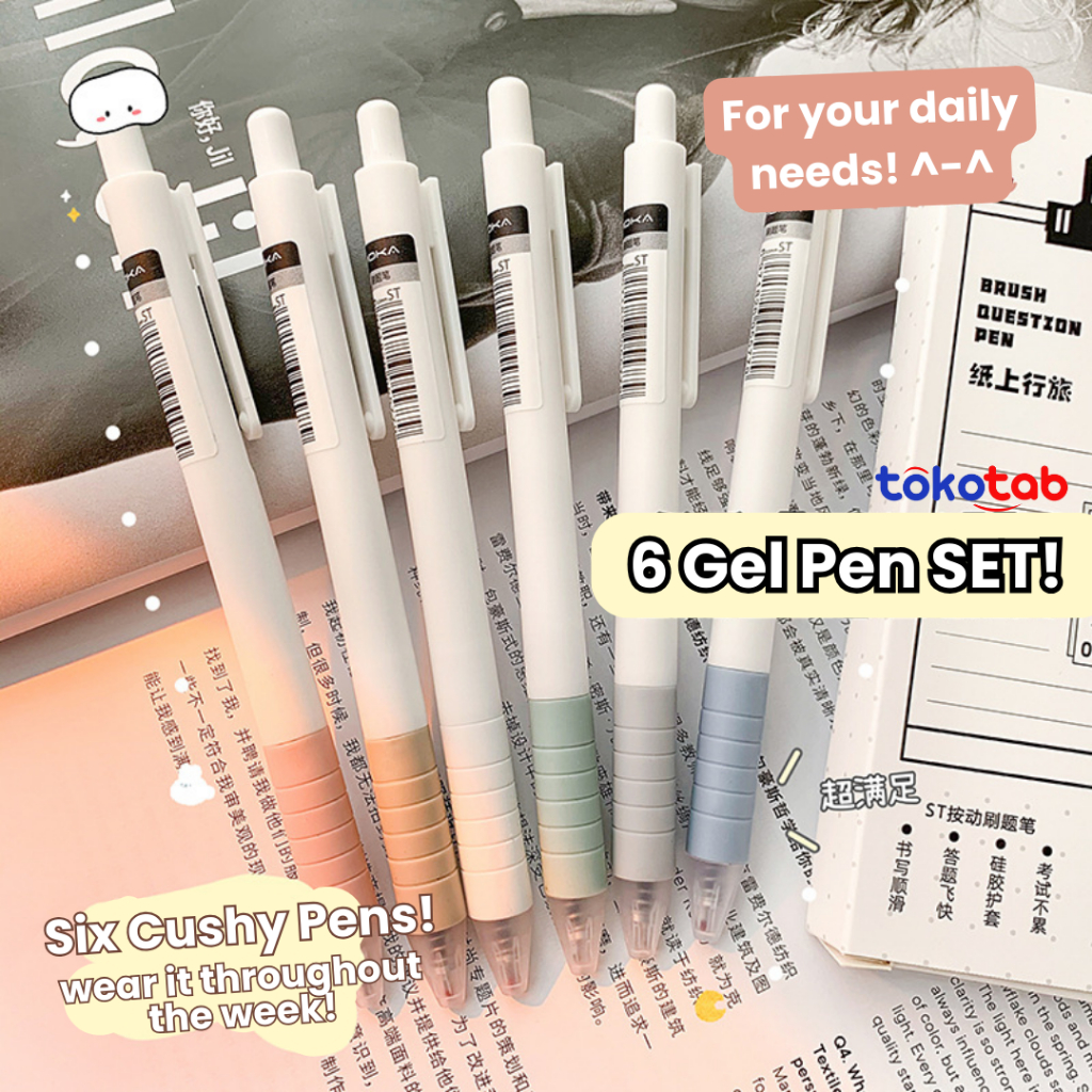 

Tokotab- [SET 6 PCS] Pulpen 1 Pack Bulpen Minimalist Bulpoin Simple Pulpen Aesthetic Pen Pulpen Gel Aesthetic Penca Cetekan Warna Pastel MK5577