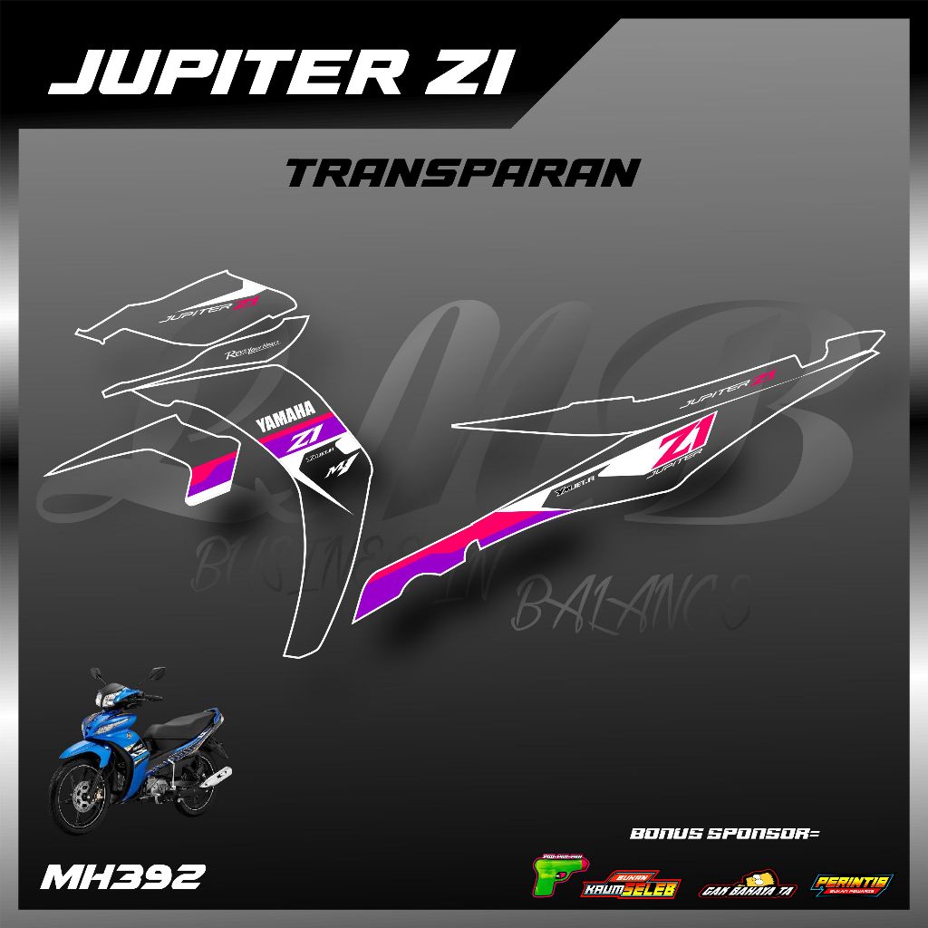 Stiker Transparan Motor Jupiter Z1 Desain Terbaru - Striping Transparan Bening Yamaha Jupiter Z1
