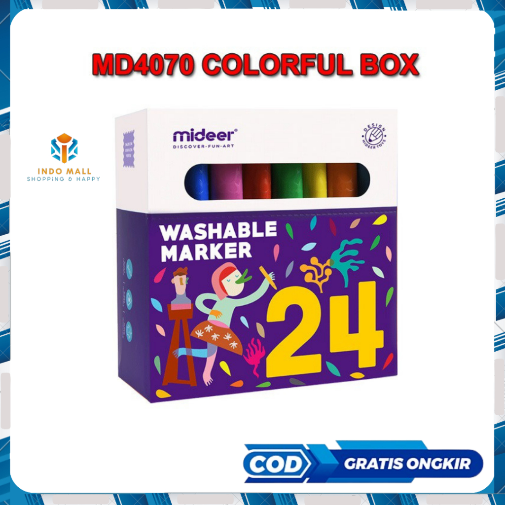 

Mideer Washable Marker COLORFUL BOX Spidol Bisa Dihapus isi 12 dan 24