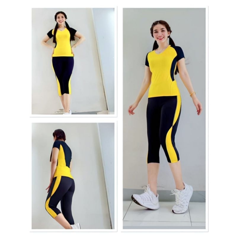 Baju senam wanita set zumba gym aerobik senam yoga dll