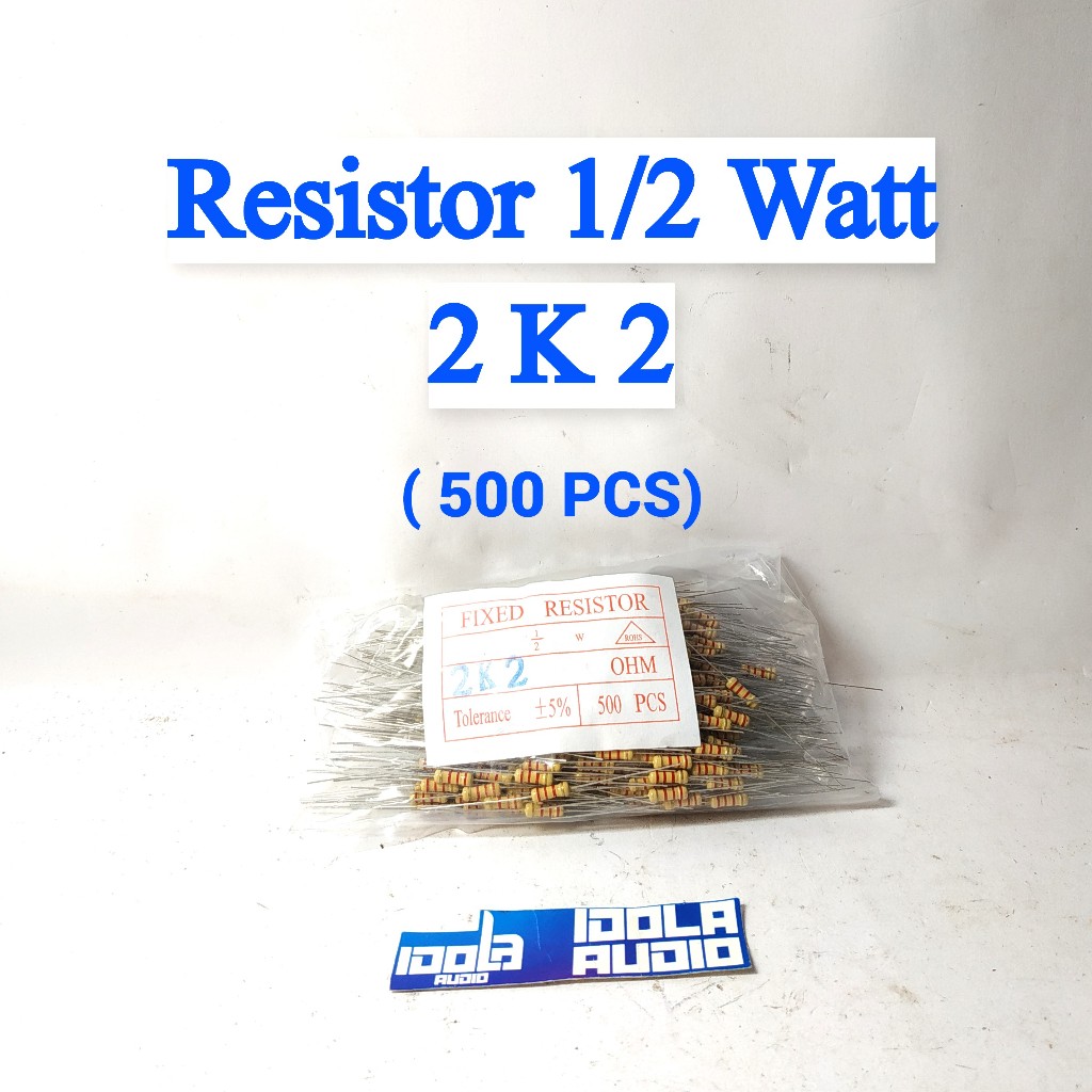 (500 Pcs) Resistor 1/2 Watt - 2K2 Toleransi 5% | R 1/2 Watt 2 K 2 - 5% / R 1/2 Watt 1k / R 1/2 Watt 