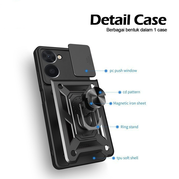 Case Armor Slide Camera +Ring Oppo A74 4G A95 4G A76 A96 A36 A78 4G