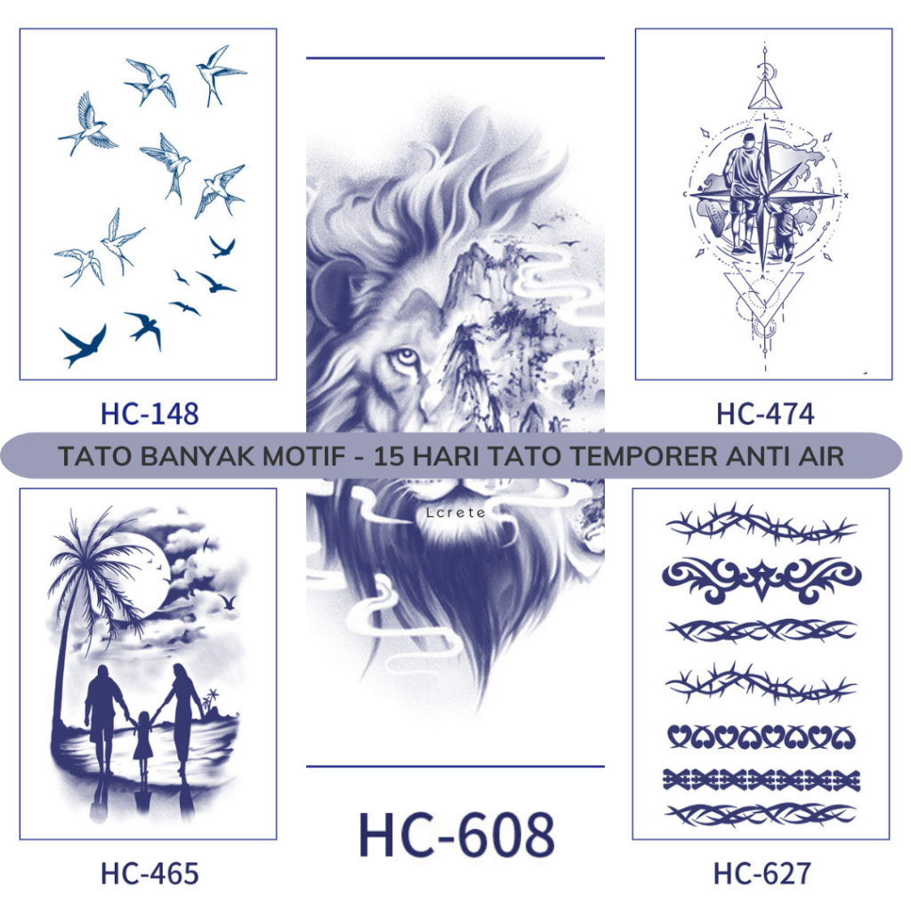 Sticker Tato Temporer Tato Fruit Ink Banyak Motif Burung Macan One Piece