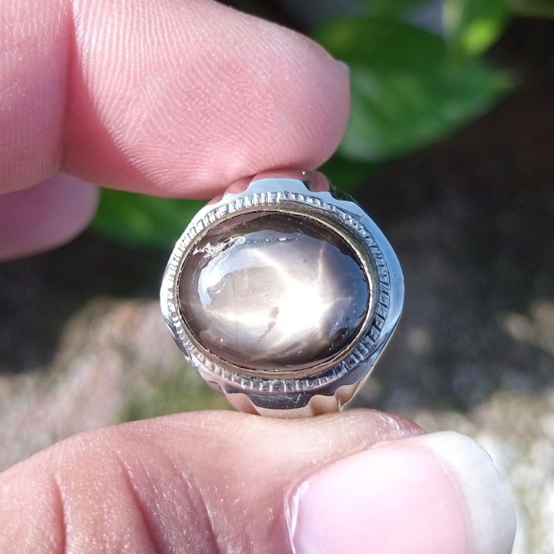 Cincin Batu Permata Natural Black Sapphire / Safir / Bangsing Thailand