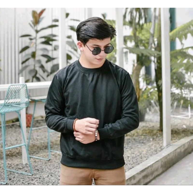 Sweater Crewnek Polos keren Sweater pria sweater wanita