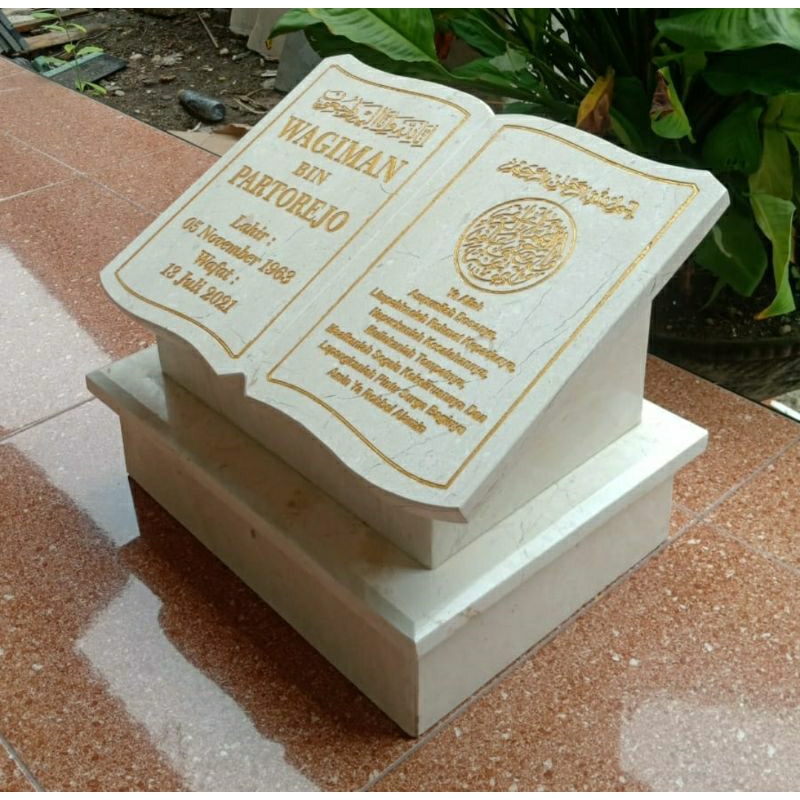 Nisan Makam Batu Marmer Asli Model Buku