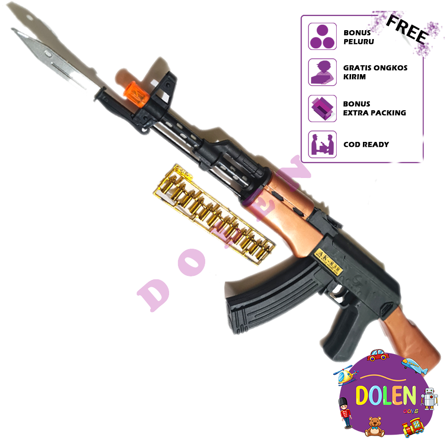 AK47 Bayonet Bunyi Baterai Shell Ejecting Keluar Shell Mainan Senapan Tembakan Bunyi