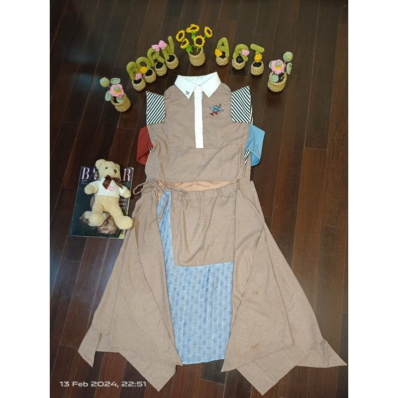 Dress in CremeTex by OLine Workrobe [Free Brooch]