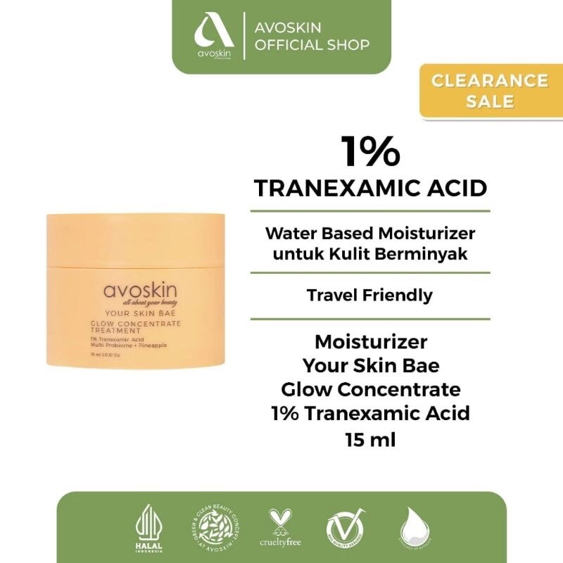 Avoskin Your Skin Bae Glow Concentrate Treatment Moisturizer Cream Krim Siang Malam Mencerahkan Brig