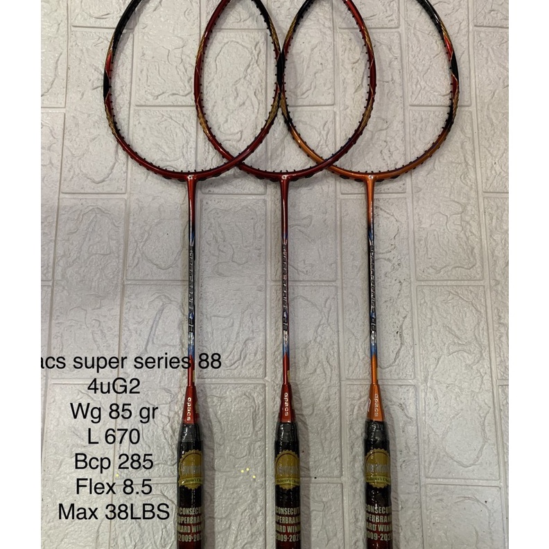 Terlaris dan Termurah Raket badminton APACS NEW SUPER SERIES 88 max 38LBS GRIP 4UG2 ORI