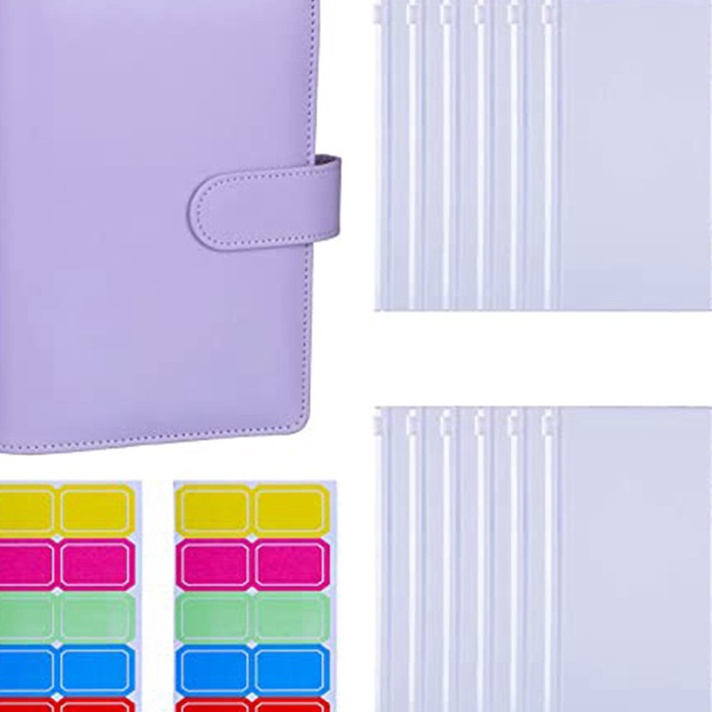 

DiSkon SALEA6 Pengikat Anggaran Planner Notebook Binder Set Amplop Uang Penyimpanan Tagihan dengan 12 Pcs 6 Lubang Ritsleting Folder 2 lembar label