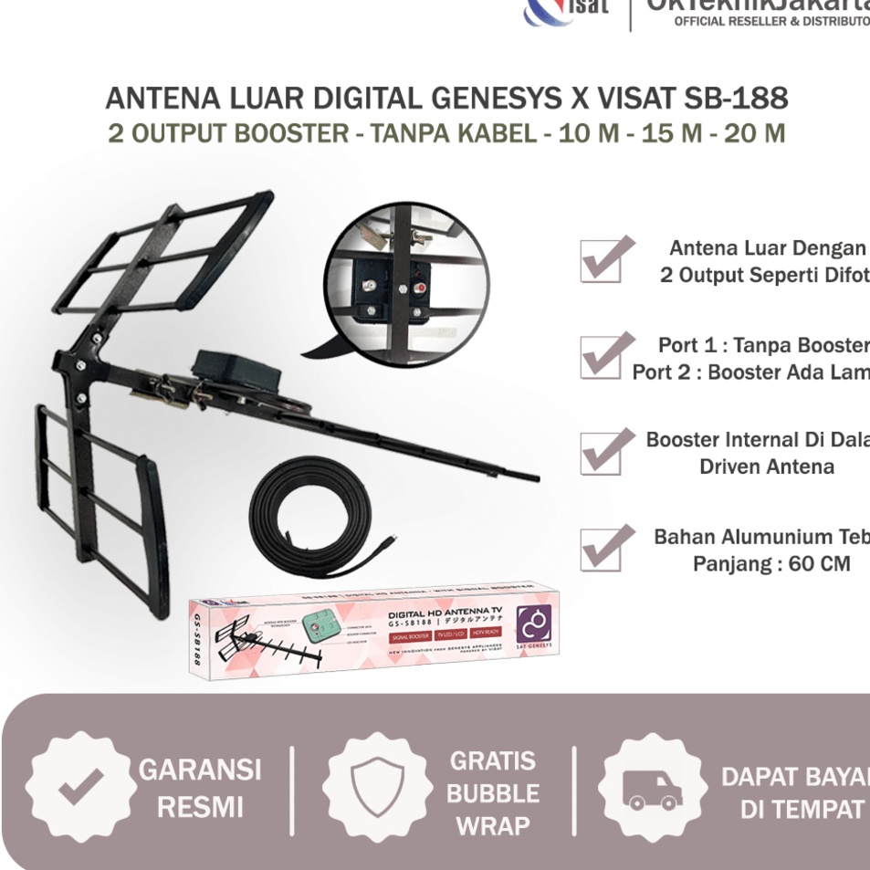 A Antena TV Outdoor Digital  booster Visat 2 output bisa untuk 2 tv antena digital Genesys x Visat G
