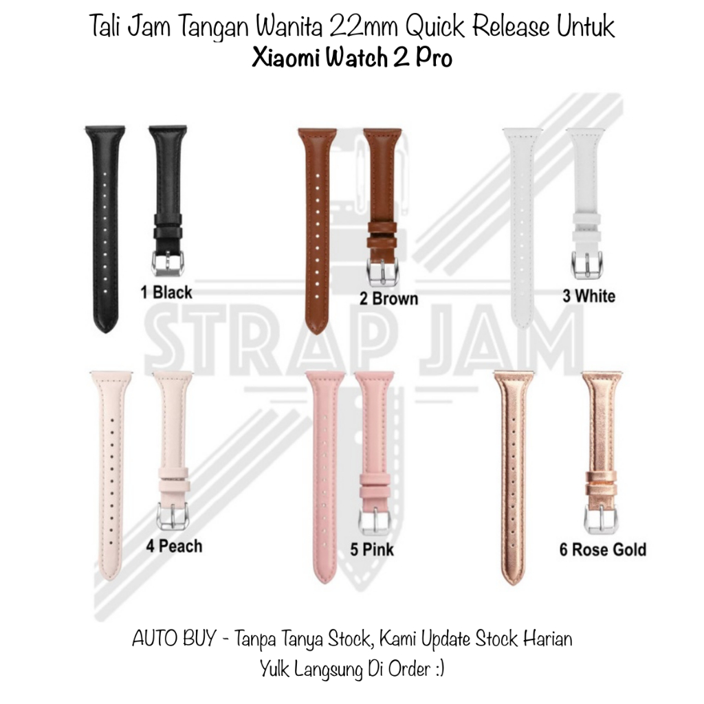 SLW 22mm Strap Xiaomi Watch 2 Pro - Tali Jam Tangan Wanita Leather Kulit Premium